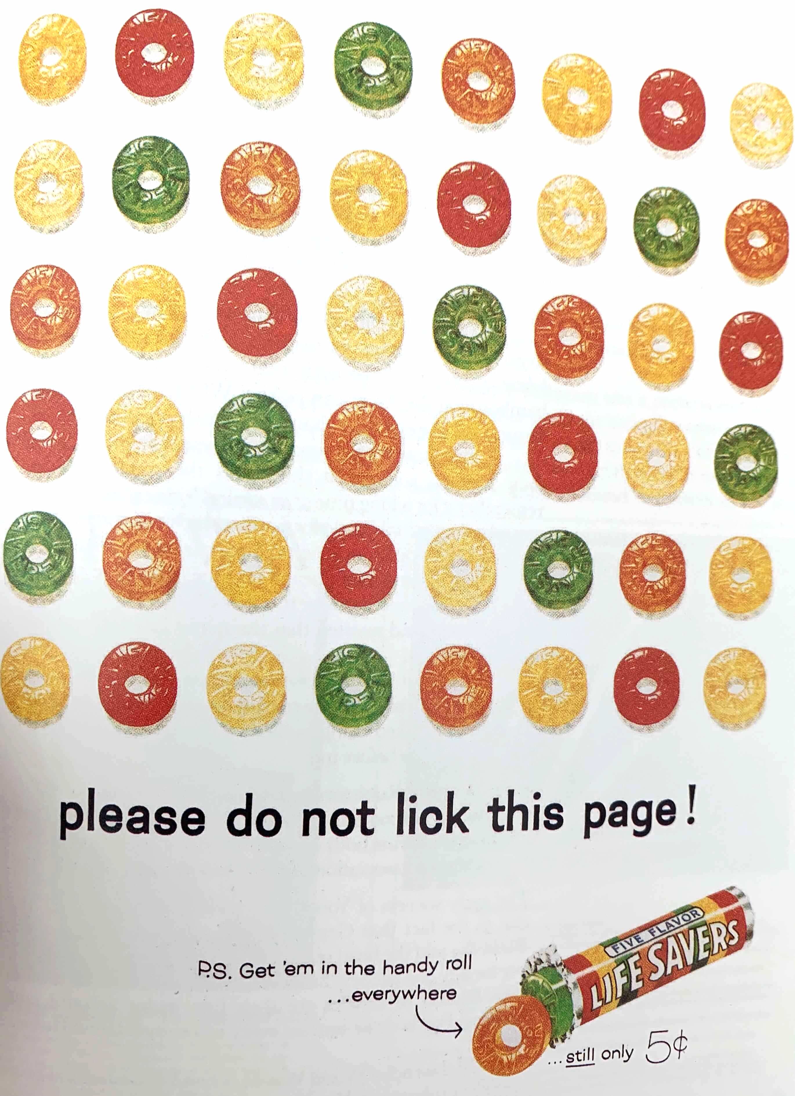 Life Safer's Do not Lick This Page Ad by Raymond Rubicam