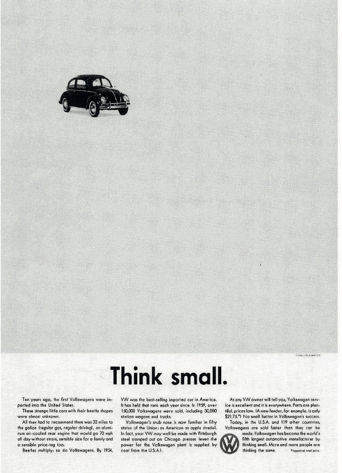 Volkswagen "Think Small" ad by DDB