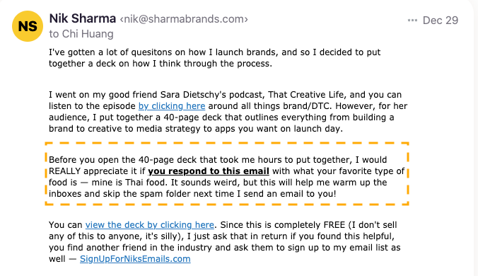 Nik Sharma - Confirmation email 