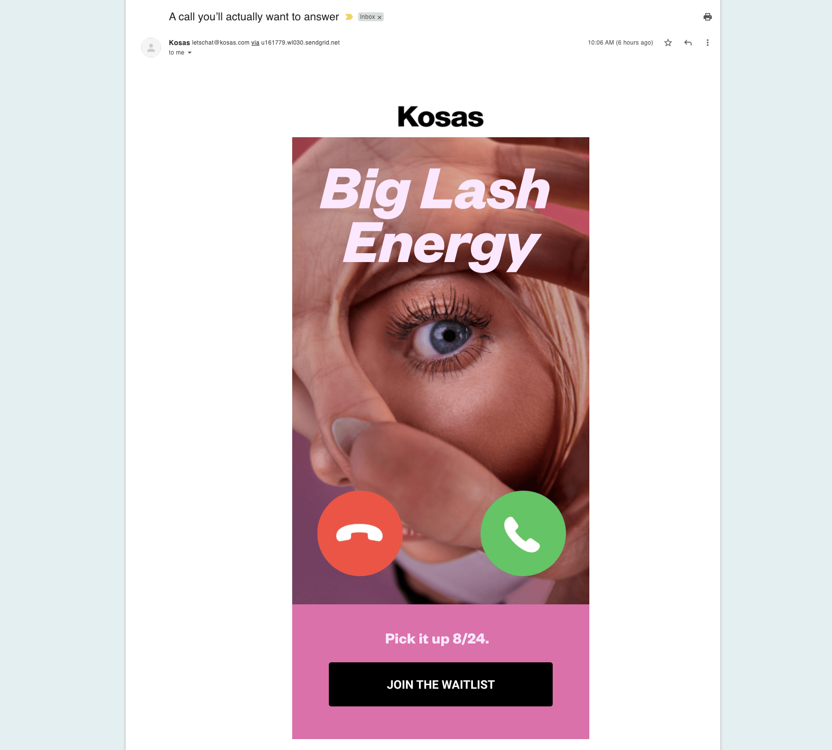 Kosas - Product launch waitlist email