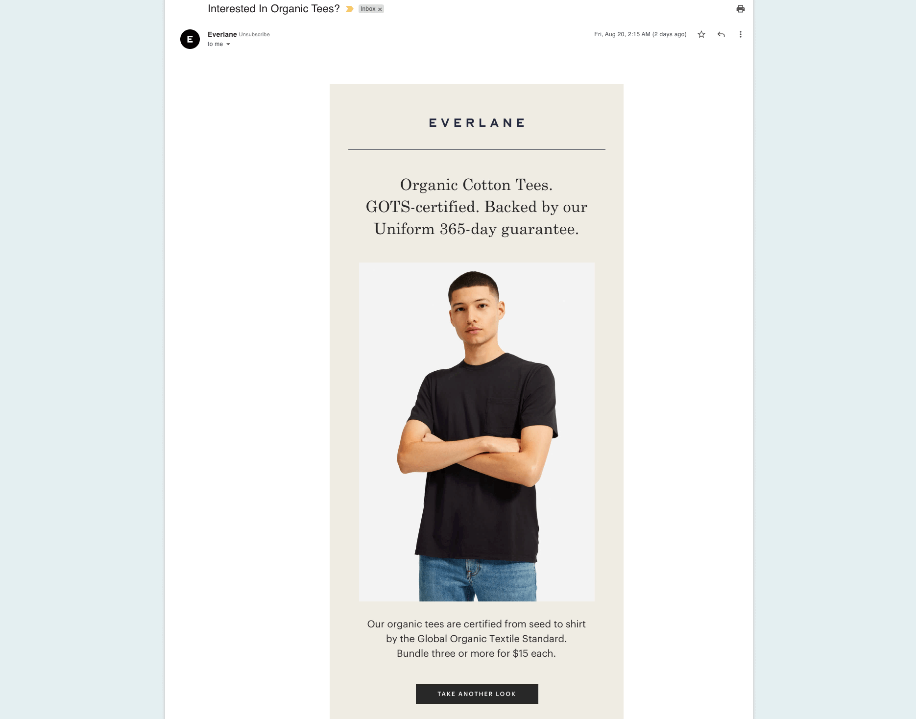 Everlane - Cart abandon email