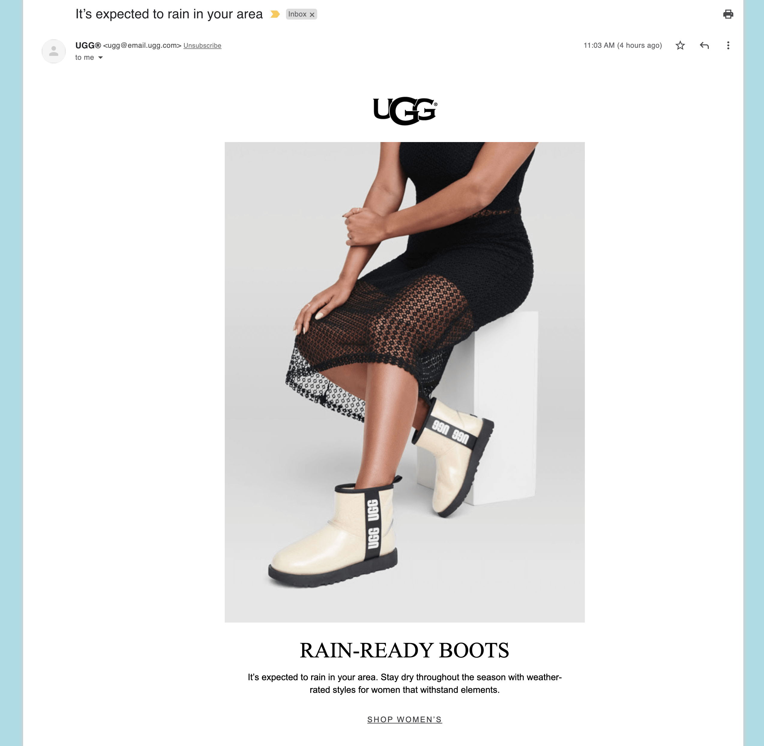 UGG - Product recommendation email 