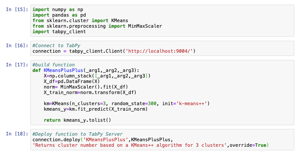 TabPy - What and How with a KMeans++ Clustering Example