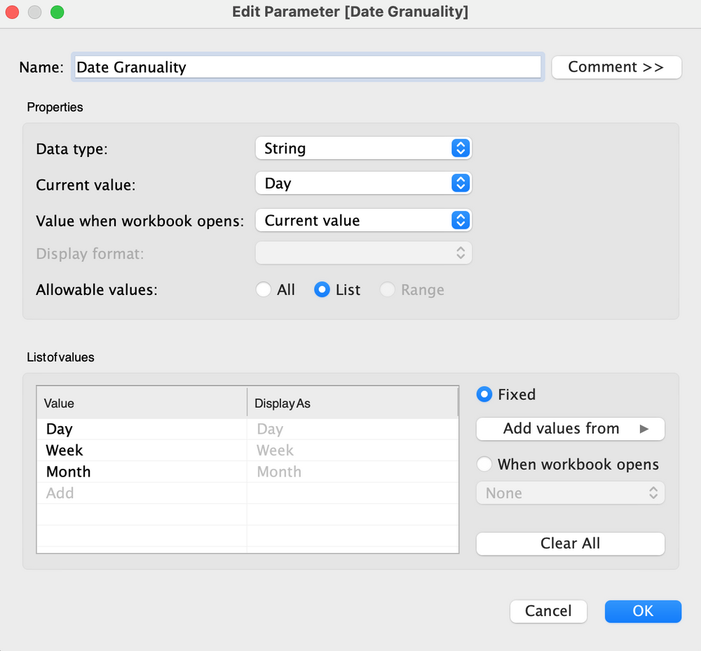 How to Set up a Date Granularity Filter in Tableau