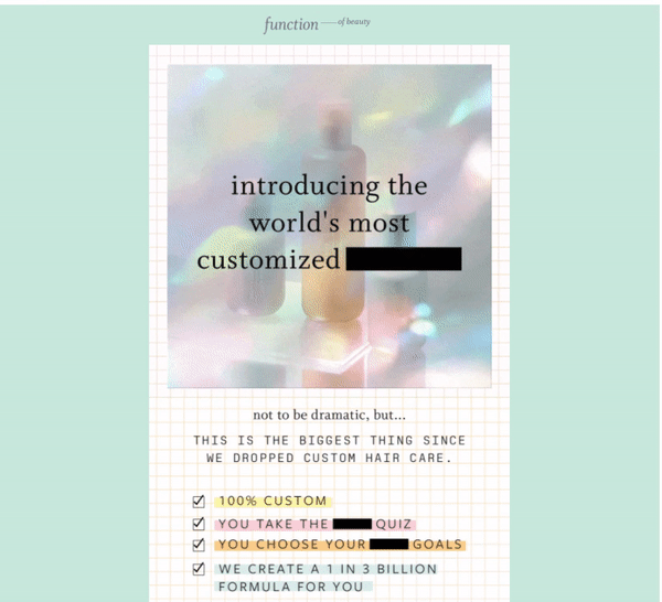 Product Launch Email ft. Function of Beauty